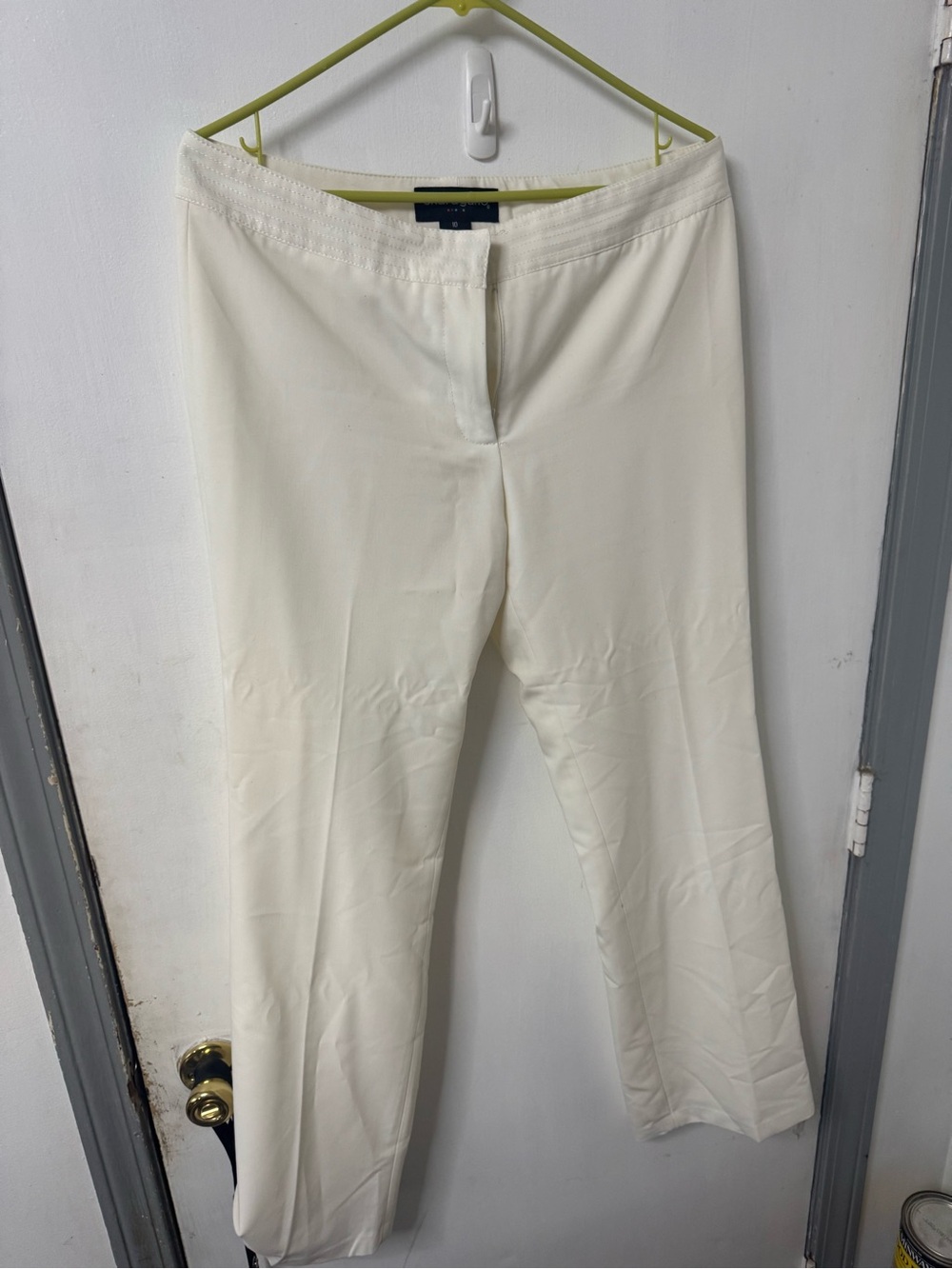 Sharagano Cream Straight-Leg Dress Pants